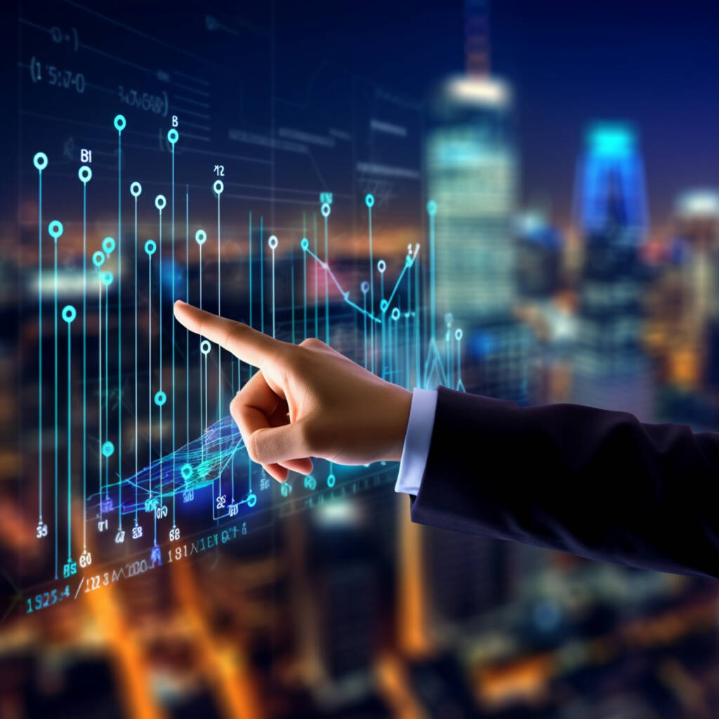 Professional analyzing digital market data